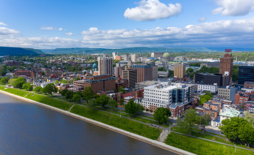 Aerial view of downtown Harrisburg, Pennsylvania