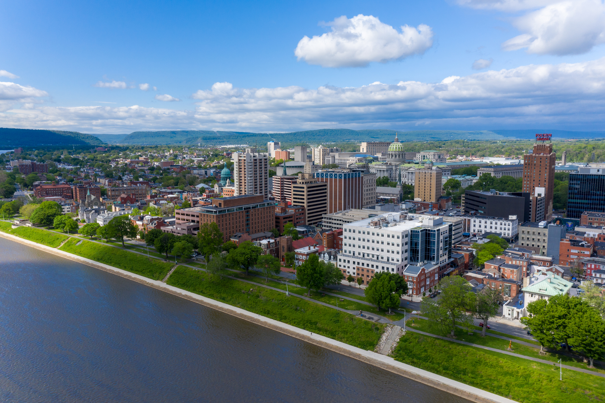 Aerial view of downtown Harrisburg, Pennsylvania