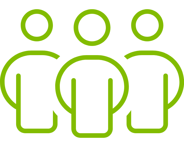 Icon of three people grouped together in green