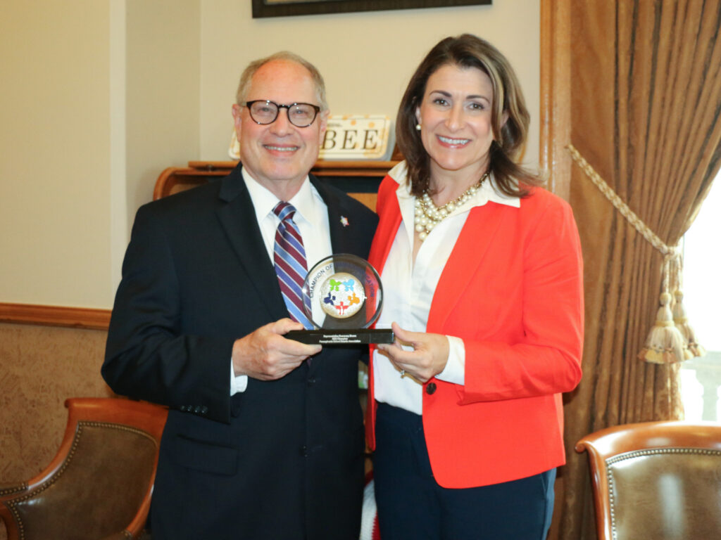 Rep. Brown presented award by PSBA Immediate Past President Art Levinowitz