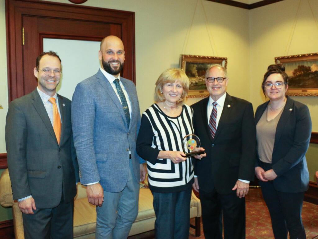 Sen. Schwank presented with Champion of Public Education award by members of PSBA staff and governing board