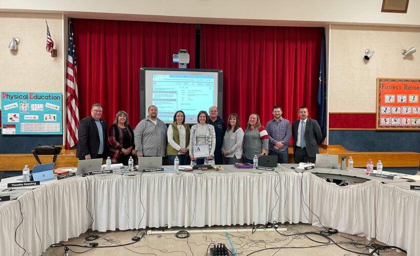 Bellefonte Area School Board pictured with Donna Smith after Allwein Society induction