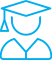 Person with graduation cap icon in blue