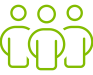 Icon of three people grouped together in green