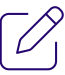 Icon with pen in a square in purple