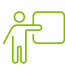 Person pointing at board icon in green
